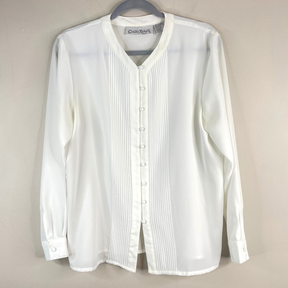 Vintage Pleated Blouse 8 Neutral Capsule Career Feminine Old Money City Chic Top
